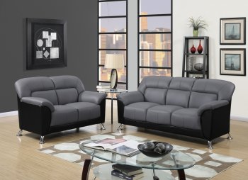 U9102 Sofa & Loveseat in Two-Tone PVC by Global w/Options [GFS-U9102-DGR/BL]