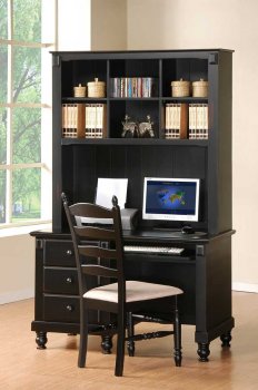 Pottery 875 Writing Desk w/Hutch in Black by Homelegance [HEOD-875 Pottery Black]