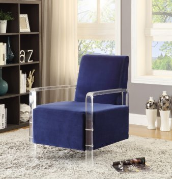 Liam 503 Accent Chair in Navy Velvet Fabric [MRCC-503Navy Liam]