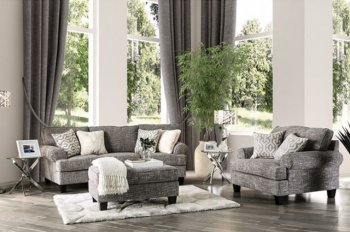 Pierpont Sofa SM8012 in Gray Burlap Weave Fabric w/Options [FAS-SM8012-Pierpont]