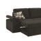 Black Fabric Modern Sectional Sofa Set w/Bed