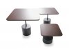 Mocha Maple Finish Modern Square Coffee Table Set w/Metal Base