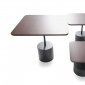 Mocha Maple Finish Modern Square Coffee Table Set w/Metal Base