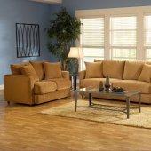 Bella Cognac Fabric Living Room Sofa & Loveseat Set