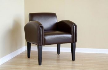 Brown Color Contemporary Club Chair In Leather Upholstery [WICC-Y-26Dark Brown]