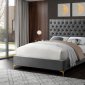 Cruz Bed in Grey Velvet Fabric by Meridian w/Options