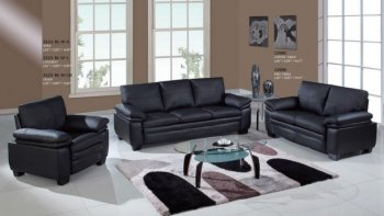 Black Bonded Leather Modern Sofa & Loveseat Set w/Options [GFS-2225-BL-W]