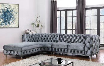 U547 Sectional Sofa in Gray Velvet by Global [GFSS-U547 Gray]