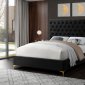 Cruz Bed in Black Velvet Fabric by Meridian w/Options