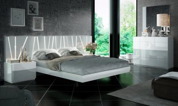 Ronda Bedroom in White & Light Grey by ESF w/Salvador Bed [EFBS-Ronda Salvador]