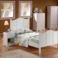 White Finish Kids Classy Bedroom with Arched Headboard