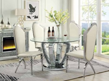 Noralie Dining Table DN00717 by Acme w/Optional Beige PU Chairs [AMDS-DN00717-DN00928 Noralie]