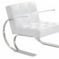 White, Black or Brown Leather Modern Lounge Chair w/Steel Base