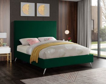 Jasmine Bed in Green Velvet Fabric by Meridian w/Options [MRB-Jasmine Green]