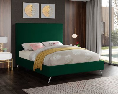 Jasmine Bed in Green Velvet Fabric by Meridian w/Options