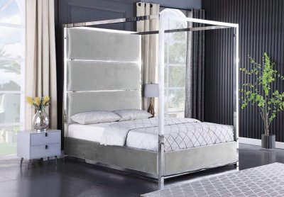 LCL-B07 Upholstered Bed in Gray Velvet