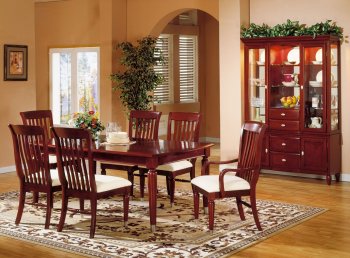 Cherry Finish Casual Contemporary Dining Room w/Chrome Accents [HLDS-D207]