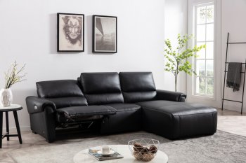 S275 Power Motion Sectional Sofa in Black Leather Beverly Hills [BHSS-S275 Black]