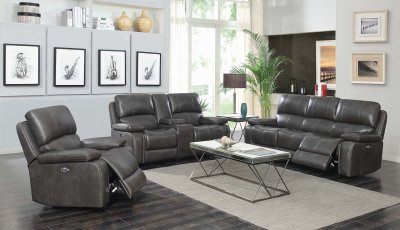 Ravena Power Motion Sofa 603211P Charcoal Leatherette by Coaster