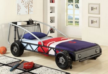 CM7104SB Modern Racer Car Bed in Black & Silver Tone [FAKB-CM7104SB Racer]