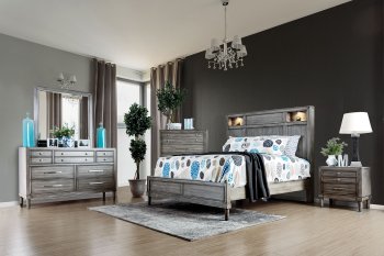 Daphne CM7556 Bedroom in Grey w/Padded Fabric Headboard [FABS-CM7556 Daphne]