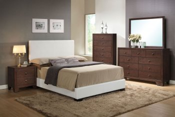 Ireland Bedroom 5Pc Set by Acme w/White PU Upholstered Bed [AMBS-14390 Ireland]