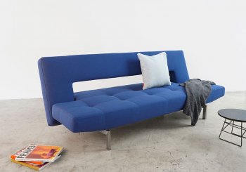 Wing Sofa Bed in Soft Sapphire Fabric by Innovation w/Steel Legs [INSB-Wing Sapphire]