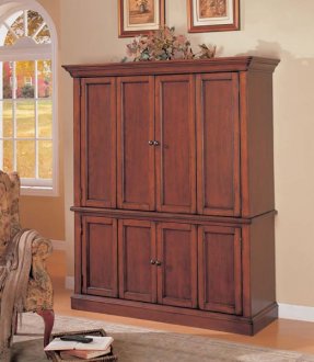 Cherry Finish Contemporary Tv Armoire With Bottom Cabinet