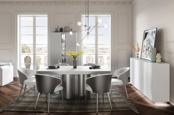 Wave Dining Table in White by ESF w/Options [EFDS-Wave White]