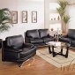 Black Bonded Leather Modern Living Room Sofa w/Options