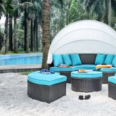 Aria CM-OS2117-25 Outdoor Patio Daybed in Turquoise w/Awning