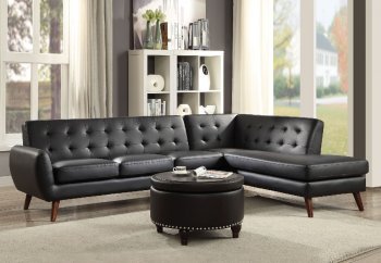 Essick II Sectional Sofa 53040 in Black PU by Acme [AMSS-53040-Essick II-Black]