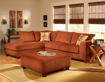 Terracotta Fabric Modern Sectional Sofa w/Optional Ottoman [CHFSS-CU-2250-BT]