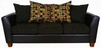 Truffle Fabric and Vinyl Modern Sofa & Loveseat Set w/Options [PMS-4600-TruffleChocolate]