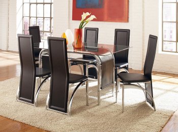 Contemporary Glass Top Dinette Table w/Chrome Finish Steel Tubes [HLDS-D700]