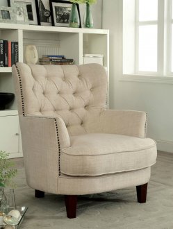 Odelia CM-AC6183 Accent Chair 2Pc Set in Ivory w/Flared Fan Back