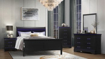 Charlie Bedroom Set 5Pc in Black by Global w/Options [GFBS-Charlie Black]