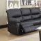 7280 Reclining Sofa in Black Faux Leather w/Options