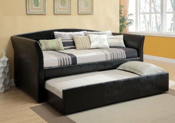 Delmar Daybed CM1956BK in Black Leatherette w/Trundle [FAKB-CM1956BK Delmar]