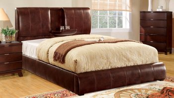 CM7027BR Webster Platform Bed Brown Padded Leather-Like Fabric [FAB-CM7027BR Webster]