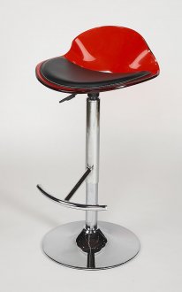 Chrome Metal Base & Black/Red Seat Set of 2 Barstools