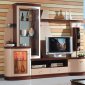 Two-Tone Contemporary Wall Unit With Liquor Cabinet