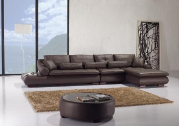 Espresso Full Leather Sectional Sofa w/Matching Coffee Table [VGSS-T76]