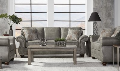 17450 Sofa in Goliath Mica Fabric by Serta Hughes w/Options