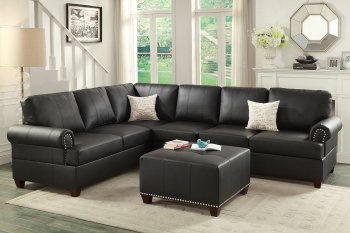 F7769 Sectional Sofa in Black Bonded Leather by Boss [PXSS-F7769]