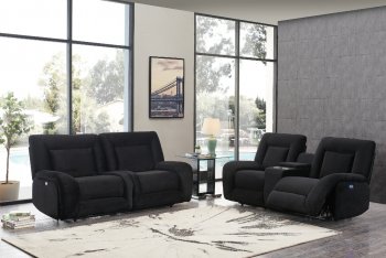 U8900 Power Motion Sofa in Black Velvet by Global w/Options [GFS-U8900 Black]