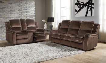 U8087 Power Reclining Sofa Set Brown Velvet by Global w/Option [GFS-U8087 Brown Set]