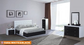 Yara Bedroom in White & Black by American Eagle w/Options [AEBS-Yara White & Black]