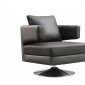 Chocolate, White or Black Leather Modern Swivel Club Chair