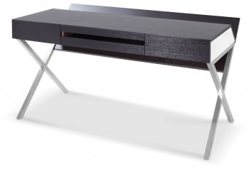 S103 Modern Office Desk by J&M in Dark Oak w/White Accents [JMOD-S103]